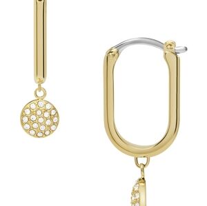 Fossil Sadie Glitz Disc Gold-Tone Stainless Steel Hoop Earrings✨️ NWT